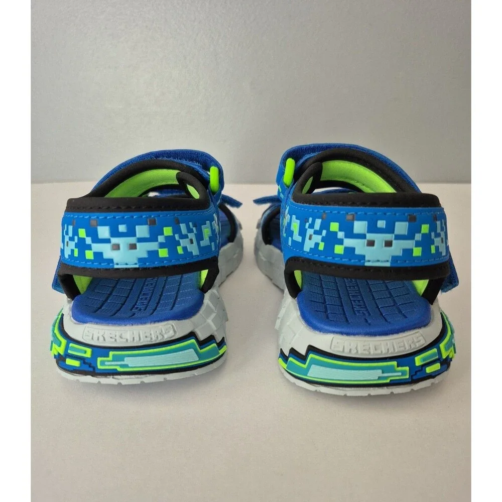 Skechers Kids Mega Craft Splash 4K Sandals Blue Pizel Minecraft Style Size 12